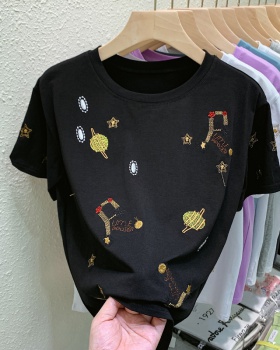 Loose starry sky business suit all-match round neck T-shirt