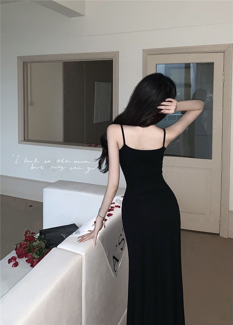 Slim split spicegirl long fold dress for women
