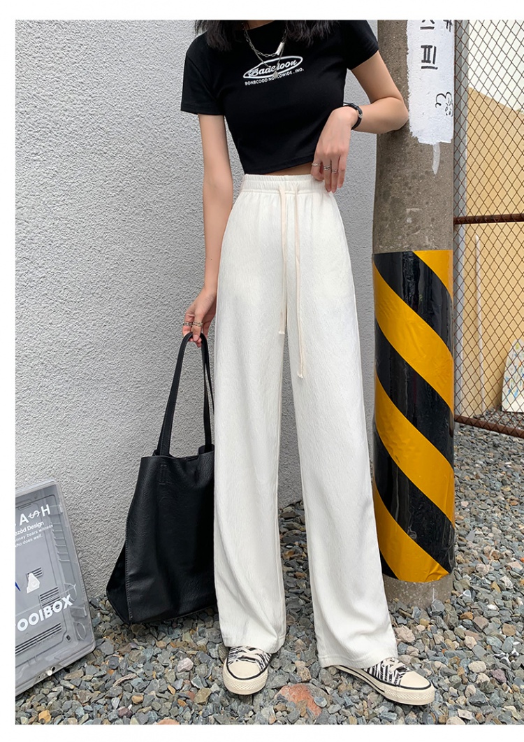White casual pants high waist long pants for women