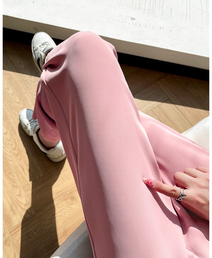 Drape chiffon ice silk pants pink high waist wide leg pants