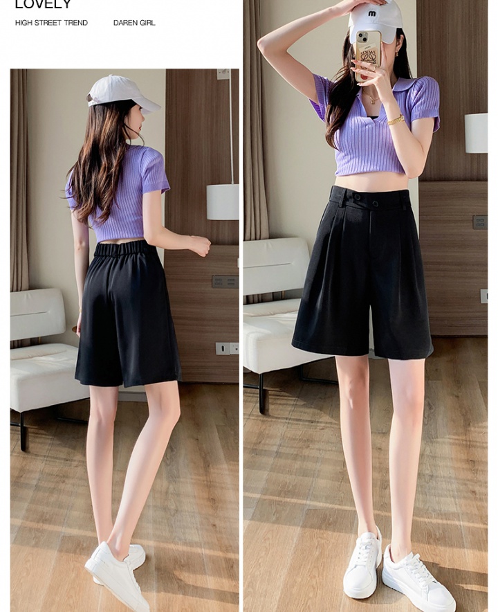Summer wide leg shorts loose thin five pants for women