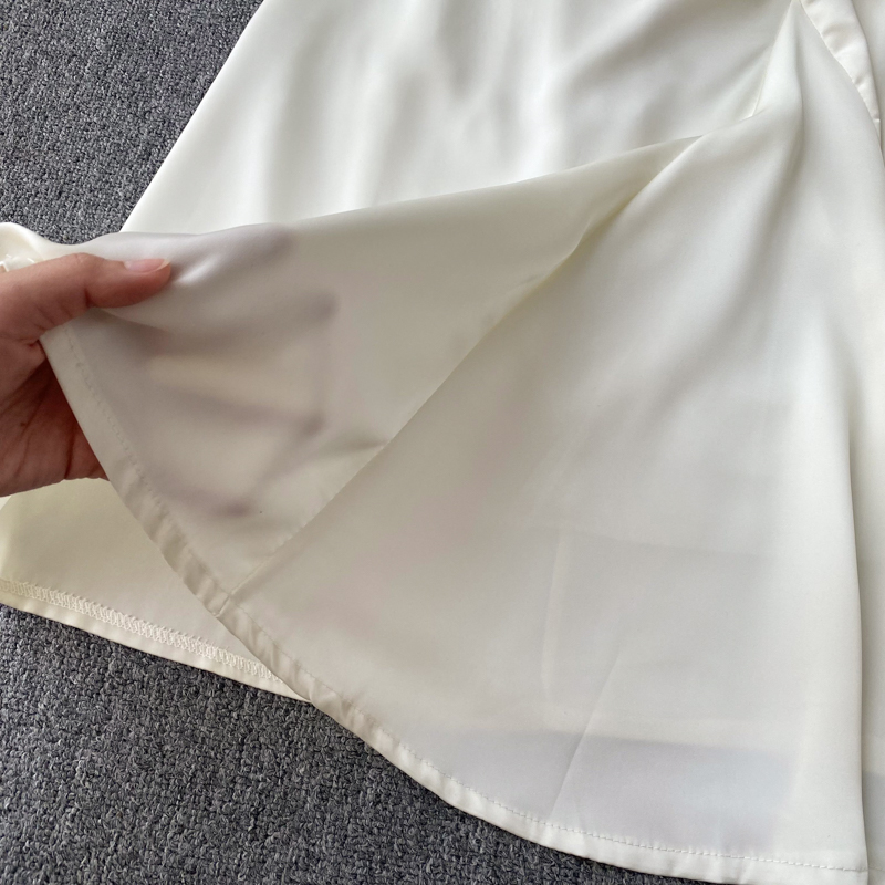 Fold big skirt strap dress pinched waist slim dress
