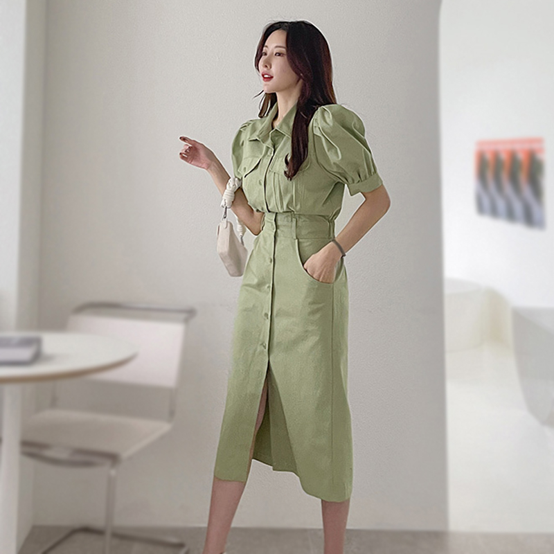 Korean style work clothing short sleeve dress