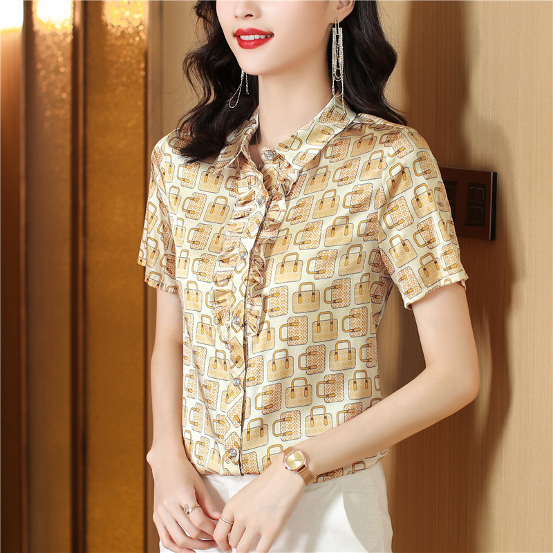 Real silk tops Western style shirt for women