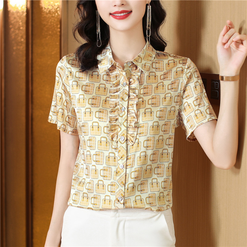 Real silk tops Western style shirt for women