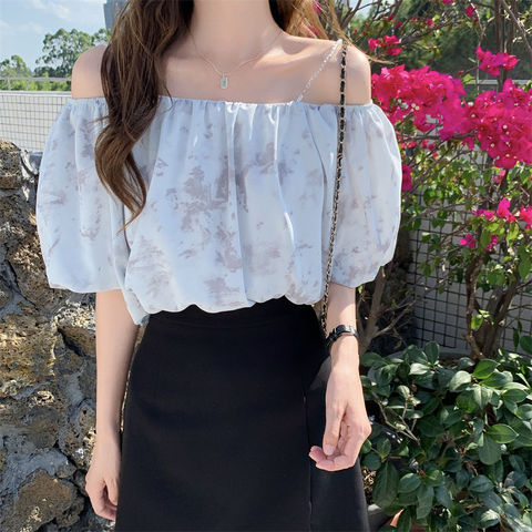 Summer floral shirt short sleeve chiffon tops for women