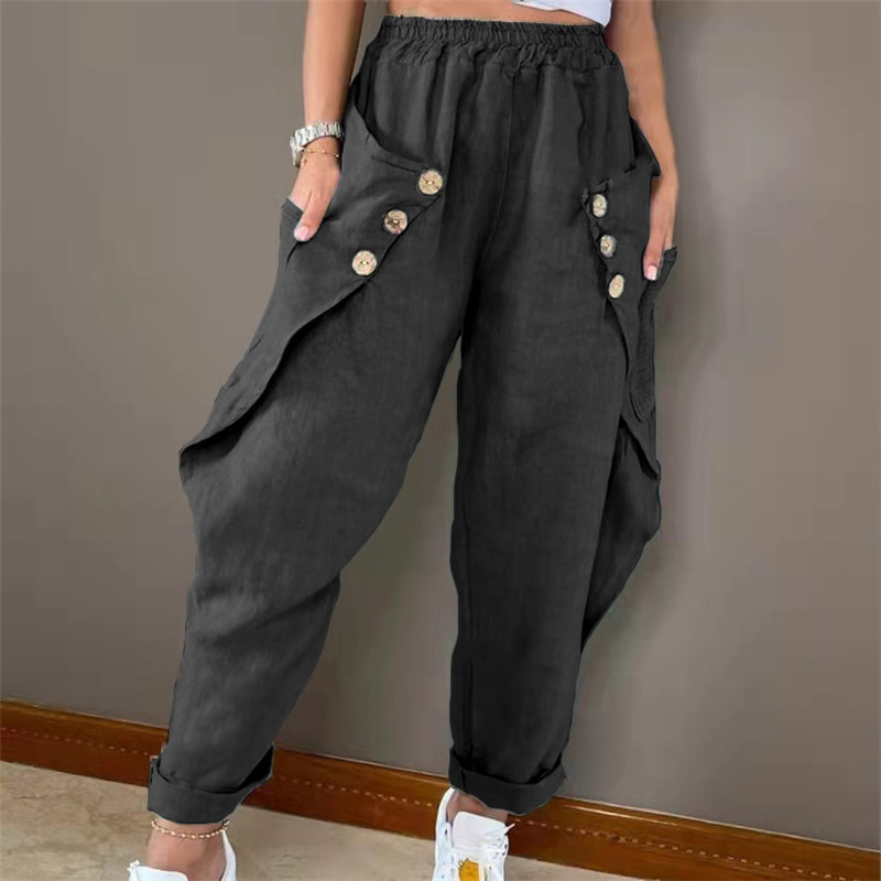 European style summer pinched waist long pants for women
