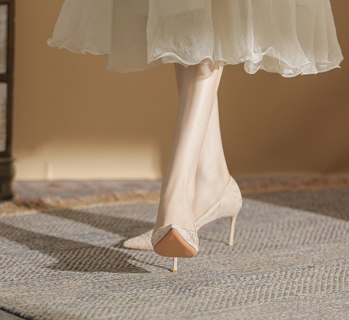 All-match high-heeled shoes sheepskin shoes for women