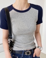 Thin high waist T-shirt slim bottoming shirt for women