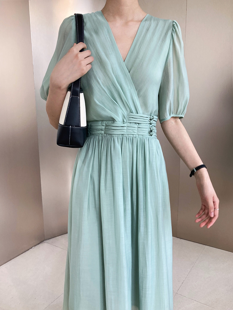Temperament pinched waist Chinese style long dress