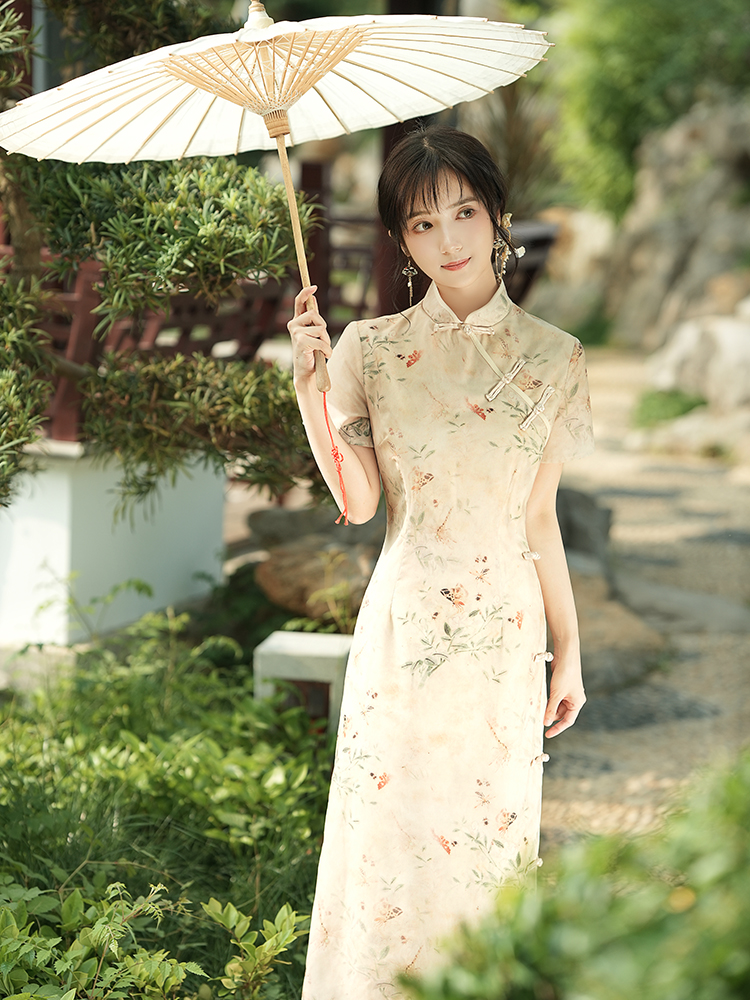 Spring cstand collar dress Chinese style long dress