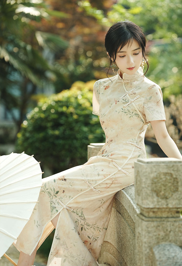 Spring cstand collar dress Chinese style long dress