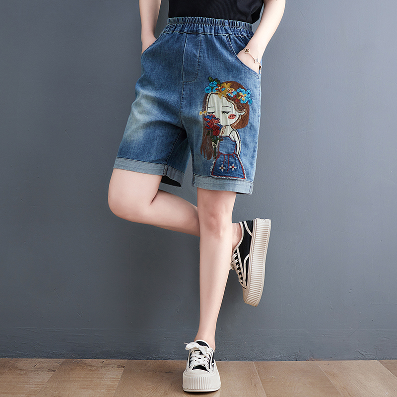 Large yard washed thin jeans summer Casual art shorts
