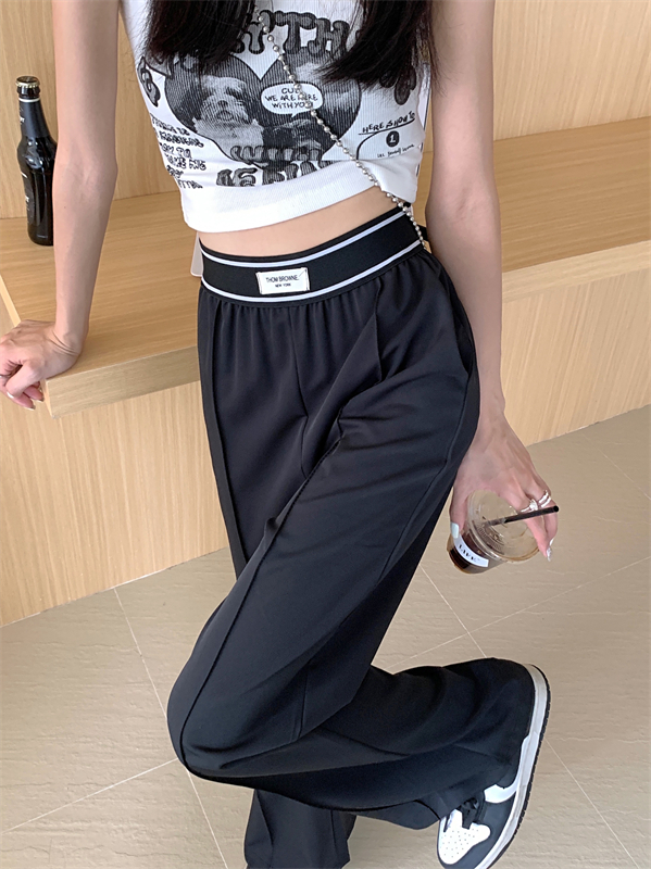 Korean style high waist long pants drape loose business suit