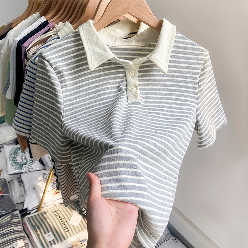 Short sleeve pure cotton tops summer shirts for women