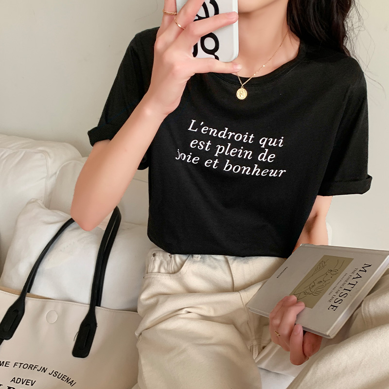 Printing Korean style tops thin T-shirt for women