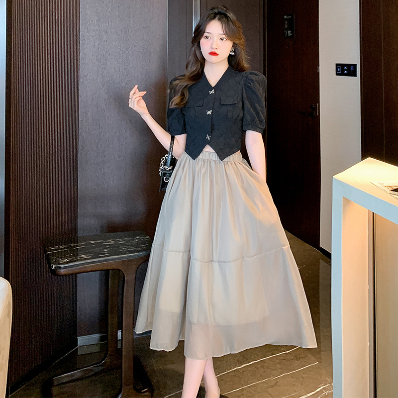 Light Casual skirt fashion tops 2pcs set for women