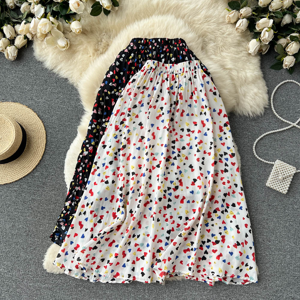 Lady big skirt slim floral drape sweet high waist skirt for women