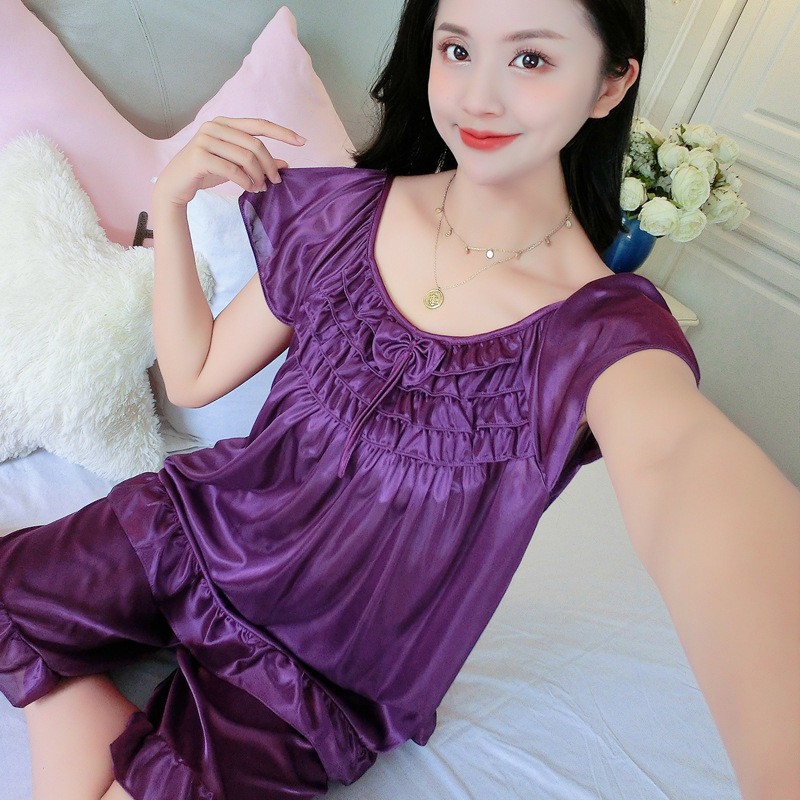 Korean style short sleeve summer sexy fat pajamas for women