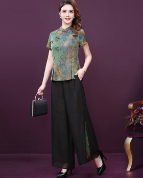 Chinese style Western style fashion small shirt 2pcs set