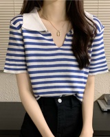 Loose Korean style knitted short sleeve summer tops for women