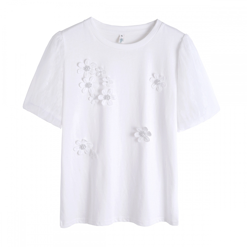 Loose flowers tops all-match T-shirt for women
