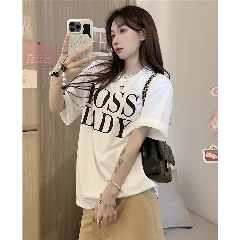 Large yard letters T-shirt short sleeve Casual tops