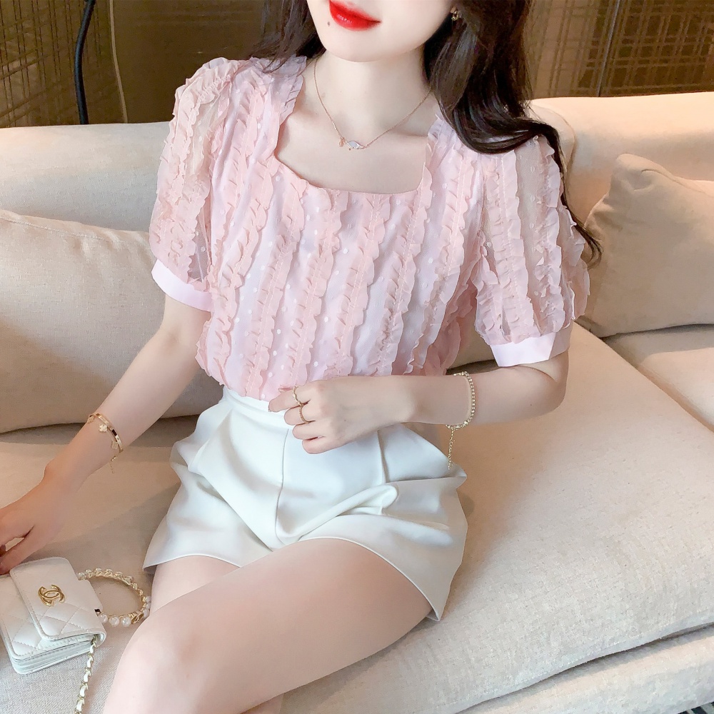 Summer puff sleeve small shirt lace tops