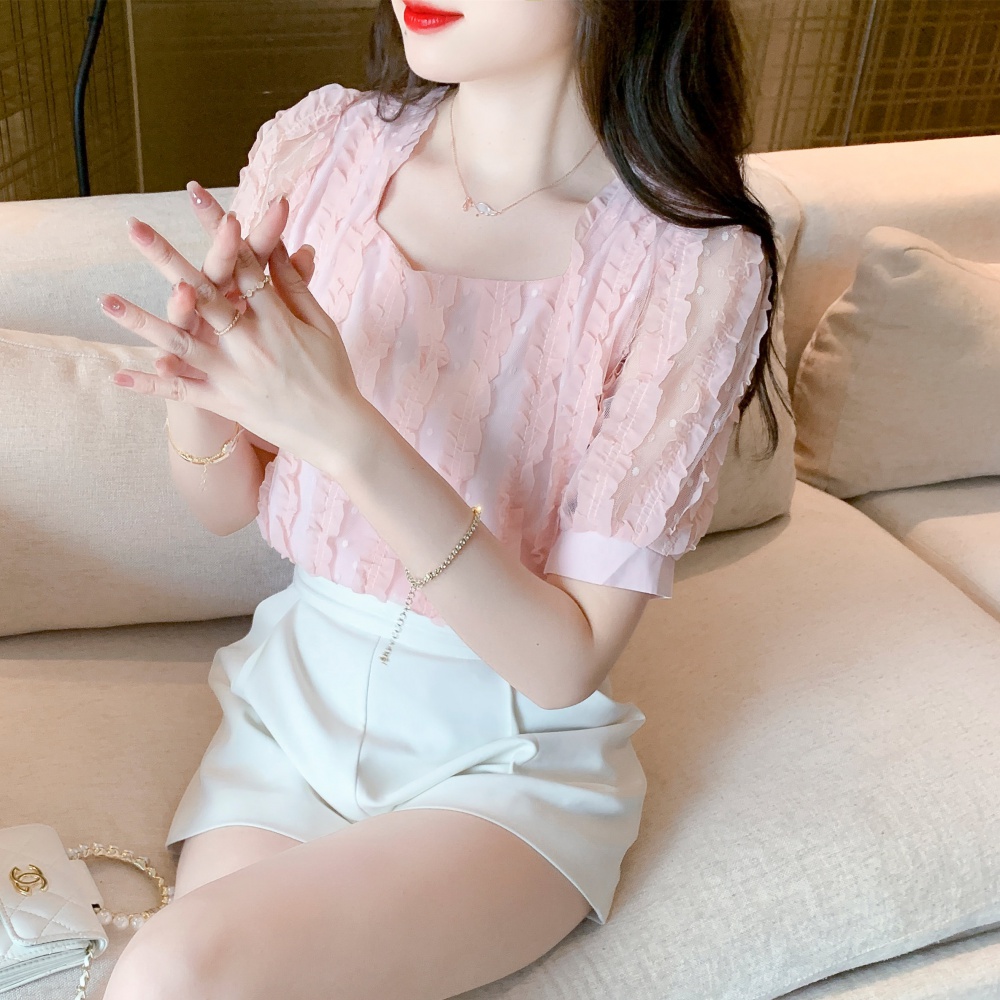 Summer puff sleeve small shirt lace tops