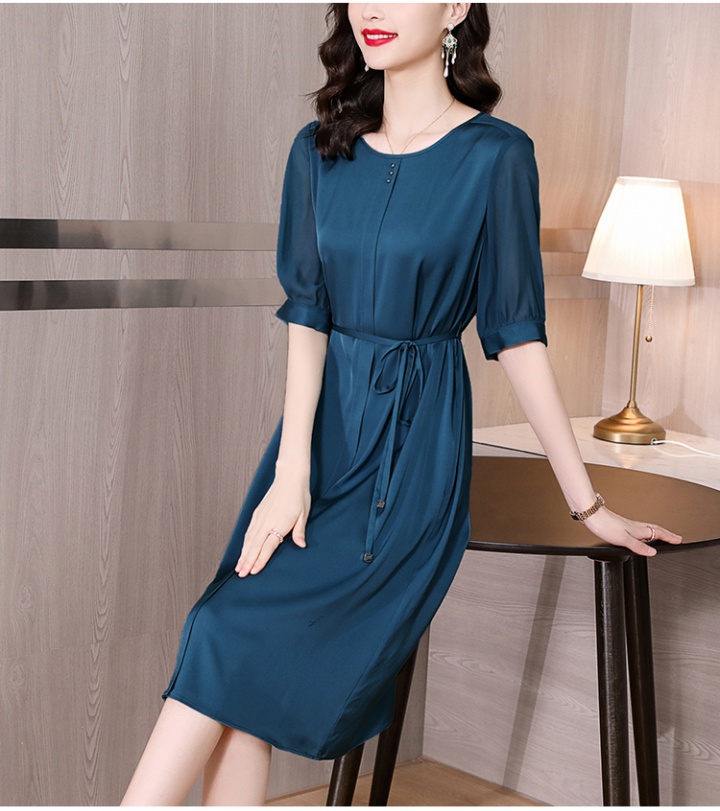 Large yard Western style real silk middle-aged dress