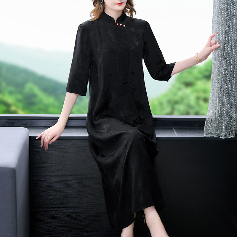 National style Chinese style temperament real silk dress