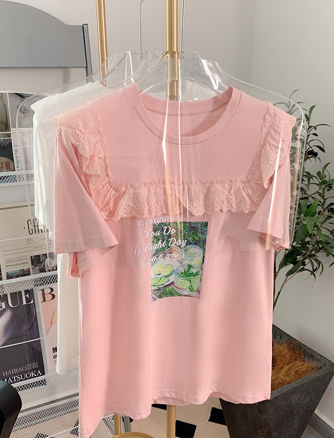 Round neck printing pattern T-shirt for women