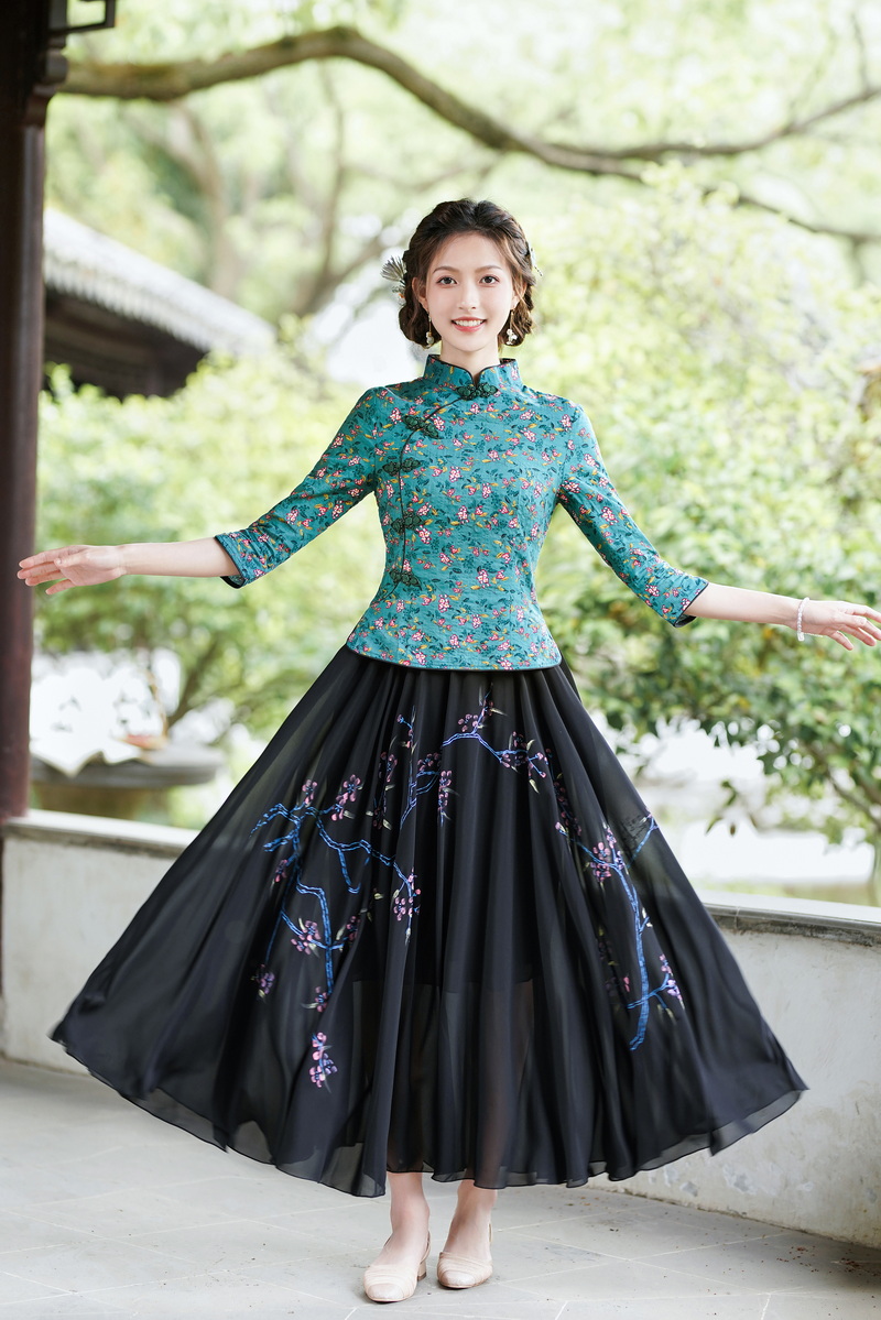 Hand-painted Han clothing tops Chinese style skirt a set