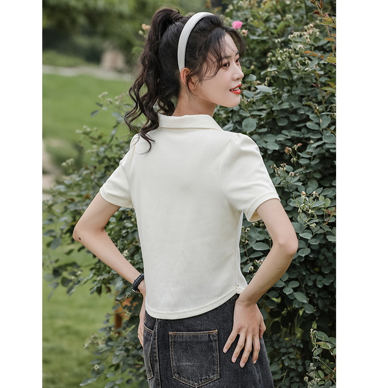 Irregular zip T-shirt short spicegirl tops for women