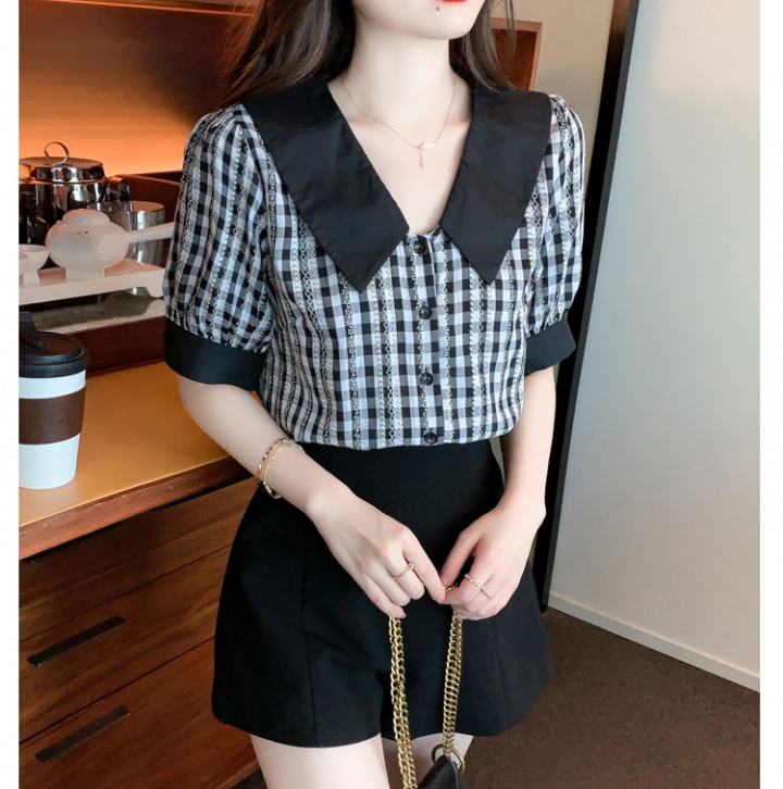 Korean style temperament chiffon shirt doll collar shirt