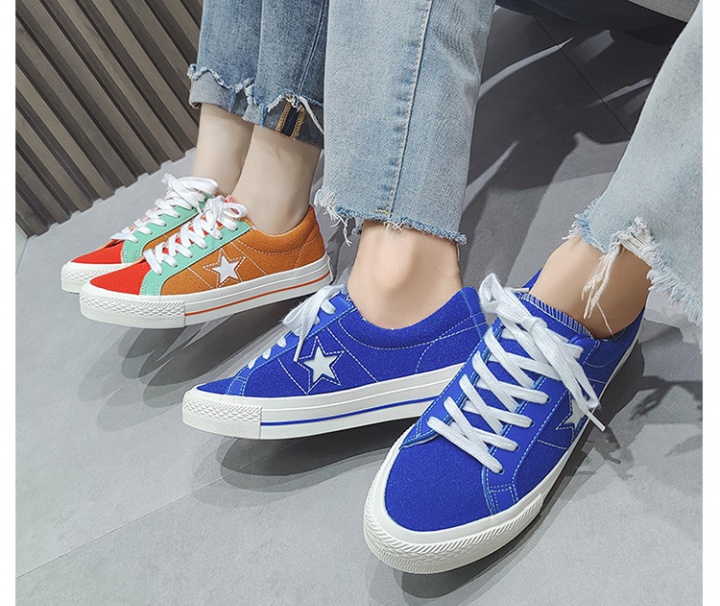 Korean style splice canvas shoes stars couples board shoes