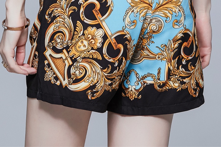 Short sleeve fashion tops printing frenum shorts a set