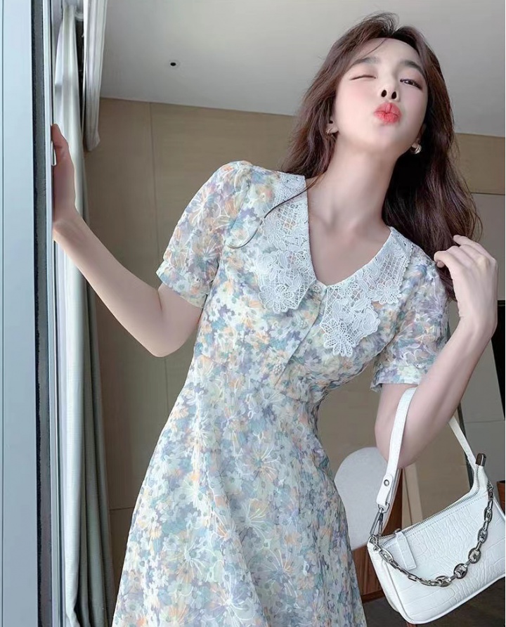Summer floral dress slim France style long dress