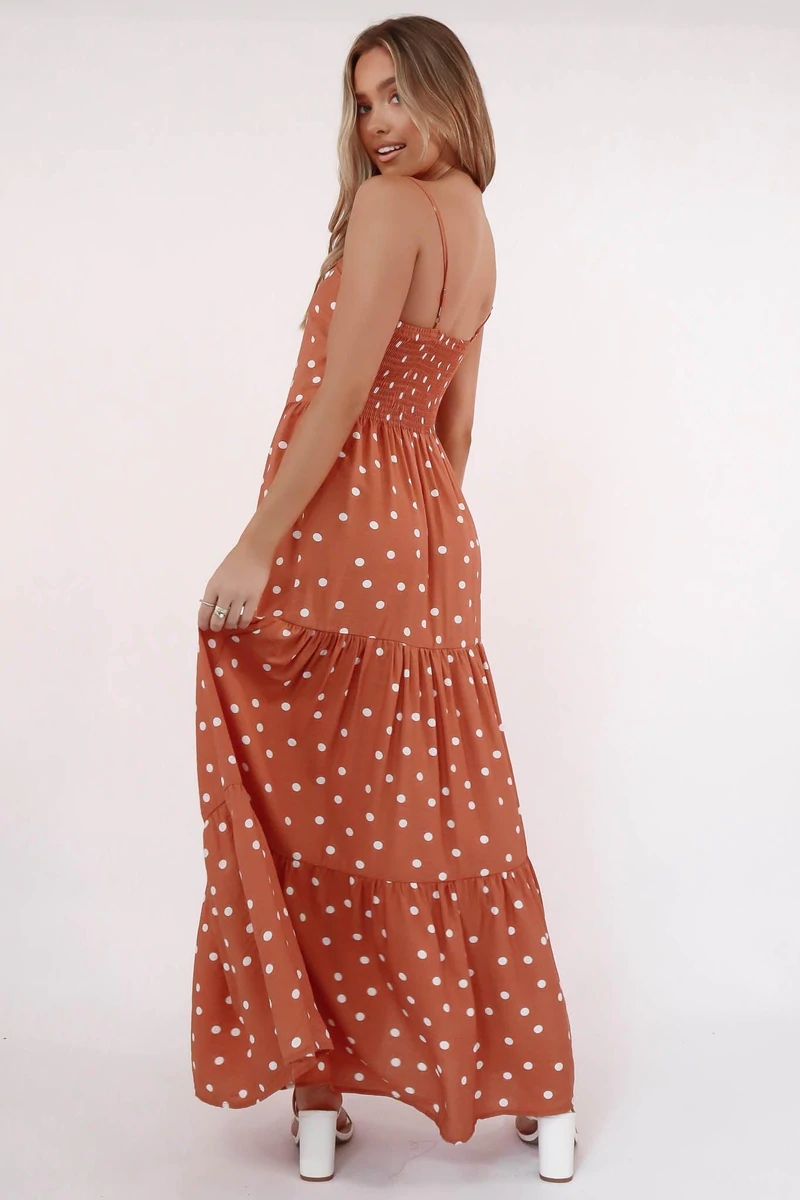 European style summer long dress polka dot sling jumpsuit