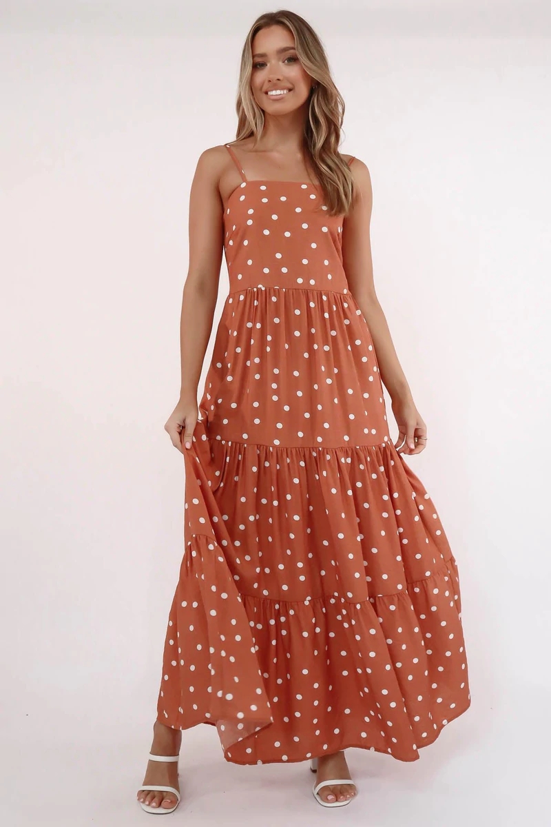 European style summer long dress polka dot sling jumpsuit