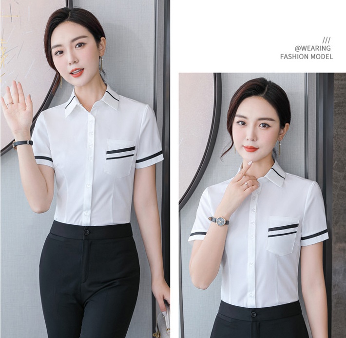 Slim business shirt chiffon short sleeve tops for women
