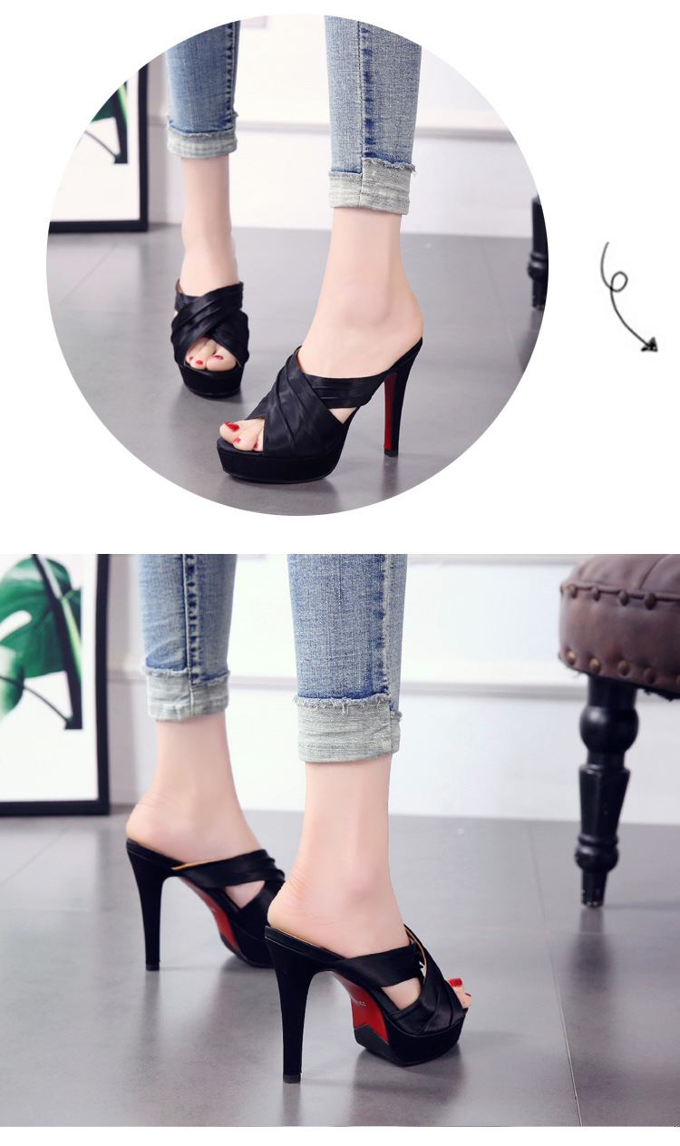 Fine-root high-heeled platform summer flip-flops for women
