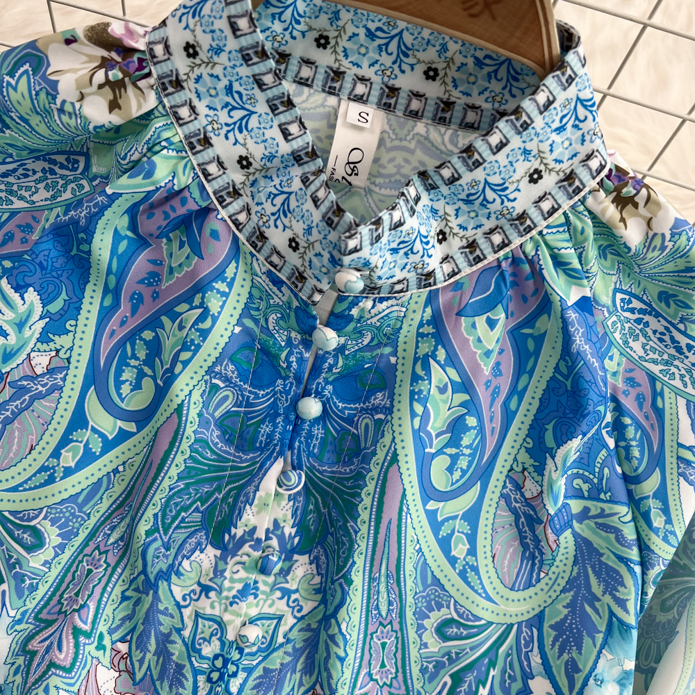 Printing fashion shorts retro shirt 2pcs set for women
