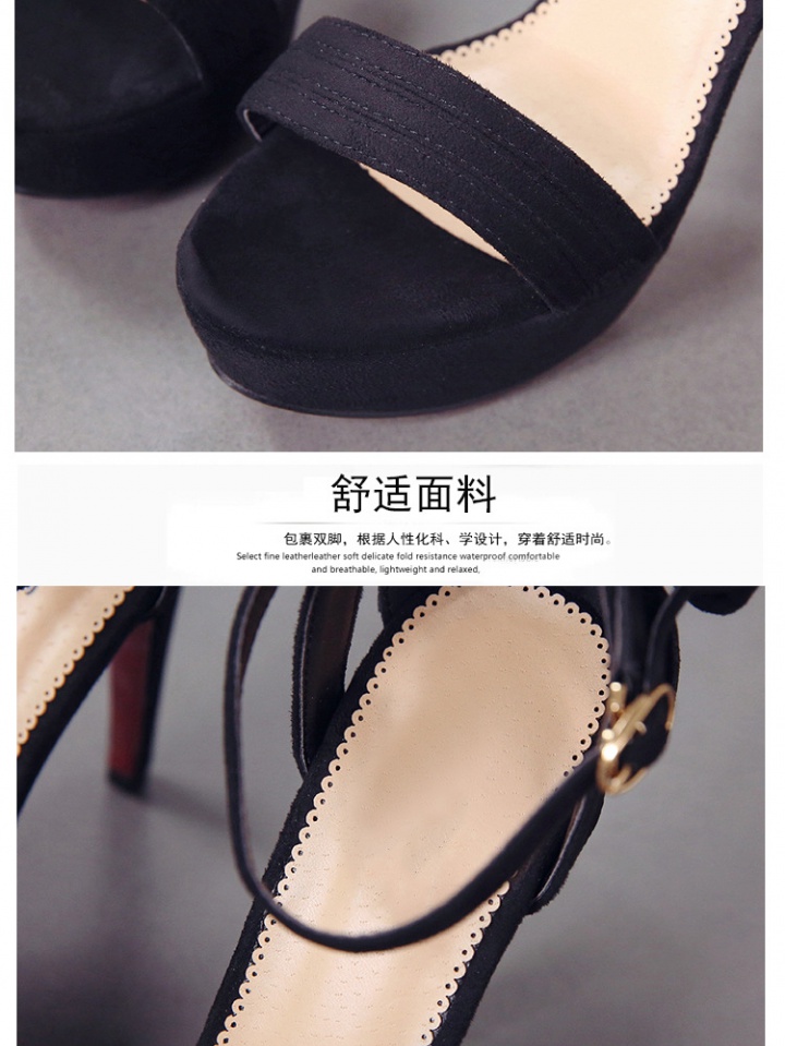All-match black high-heeled shoes fish mouth open toe shoes