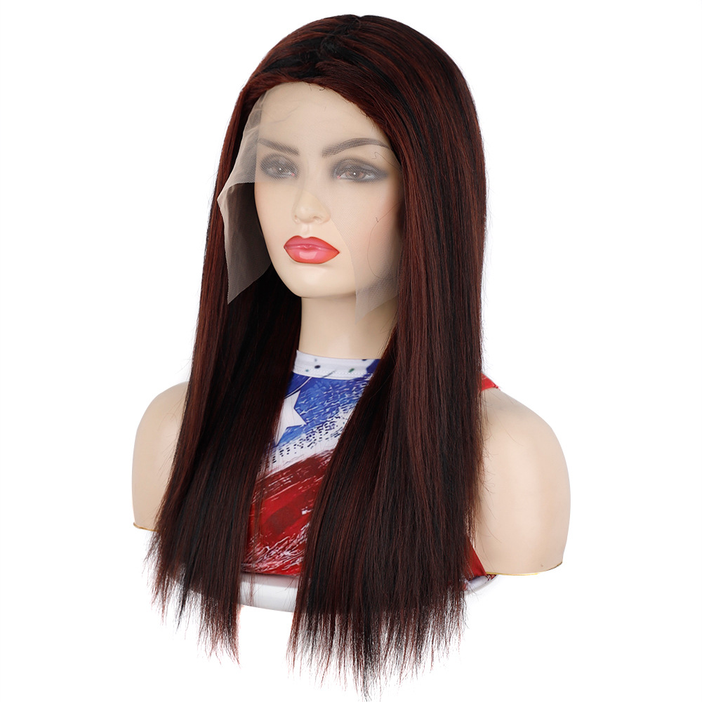Long front lace headgear European style fiber straight hair