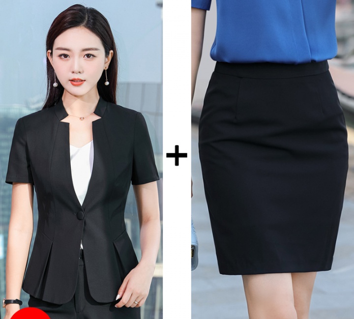 Slim business suit short sleeve short skirt a set