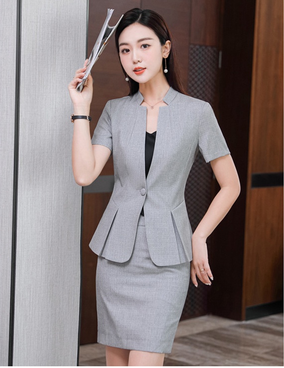 Slim business suit short sleeve short skirt a set