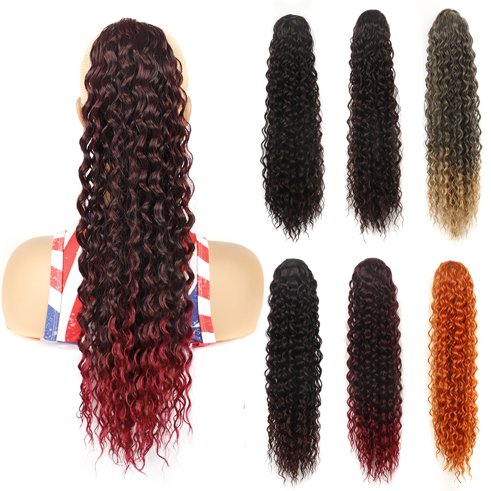 Drawstring fiber wig elasticity curly hair for women