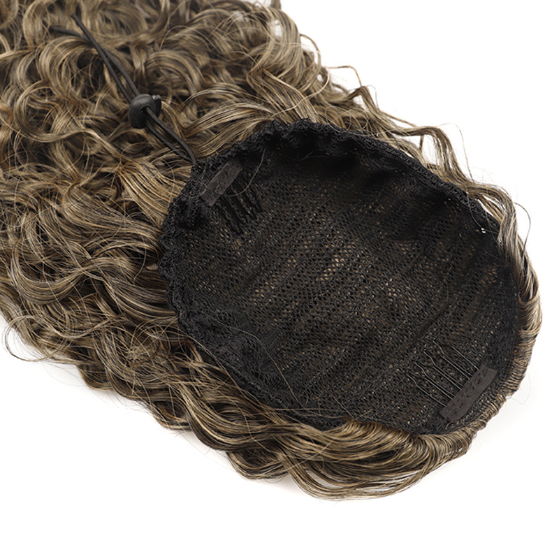Drawstring fiber wig elasticity curly hair for women
