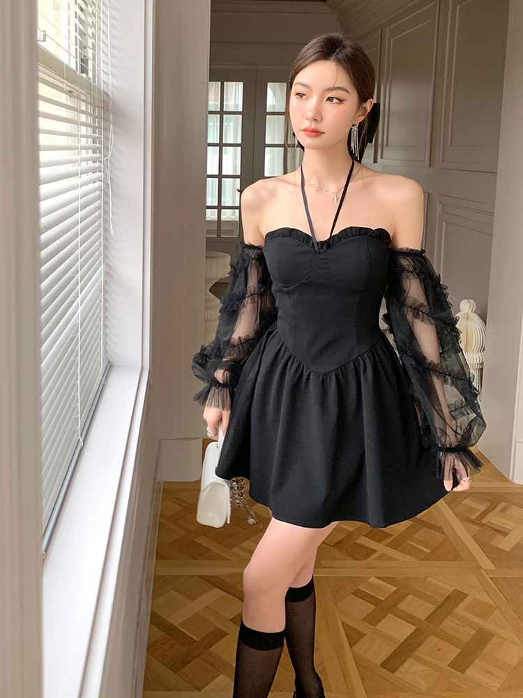 Halter summer dress sexy wrapped chest T-back for women